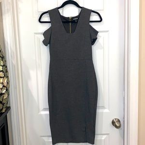 Womens Express gray midi dress. Size 0. Gold zipper in back. Gently worn.